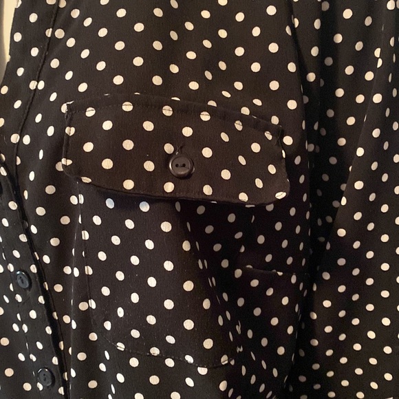 Polka Dot Button Shirt  Notations 1X  3/4 Sleeves Exc Shape New no Tags - Picture 6 of 11